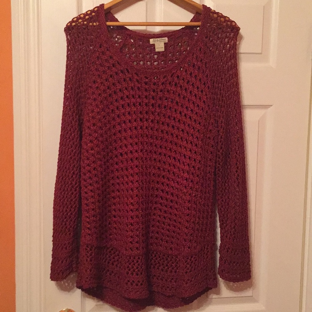 Open knit dark rust sweater